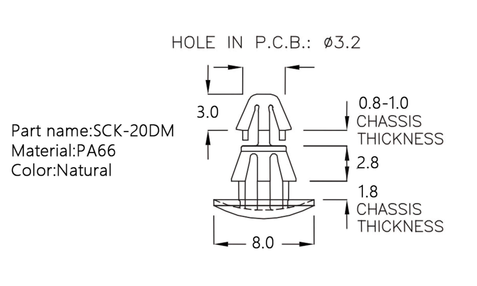  PCB Standoff SCK-20DM